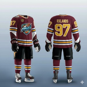 Maillots de hockey sur glace sublimés personnalisés, légers, 100% polyester, bâtons, équipe des États-Unis/ uniformes, séchage rapide, respirant - Product Image 3