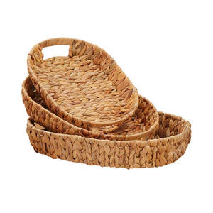 Ensemble 3 plateaux en jacinthe d'eau de taille personnalisée plateau de service naturel écologique jetable fait à la main Boho décor pour la maison hôtel - Product Image 6