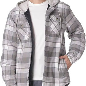Quilted Plaid Coat Button Down Plaid Button up Winter <b>Jackets</b> Long Sleeve Sherpa <b>Fleece</b> <b>Lined</b> Hooded Flannel Shirt <b>Jacket</b> Men - Product Image 1