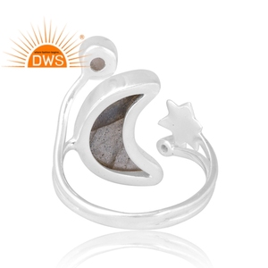 Dernière vente en argent sterling 925 Labradorite naturelle et pierre de lune arc-en-ciel Bague en pierres précieuses Fabricant de bijoux personnalisé - Product Image 2