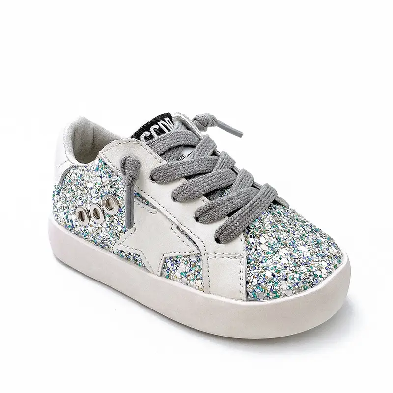 Spring New flat womens low casual shoes Star pattern with high quality blue sequin fabric ed shoes kids