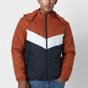 Vestes pour hommes personnalisées, couleur contrastée, col montant, logo sur le devant, tissu léger, confortable, imperméable et respirant - Product Image 1