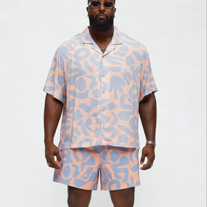 Conjunto de camisa y pantalones cortos de verano transpirable de manga corta para hombre OEM Resort Casual conjunto de verano para hombre - Product Image 1