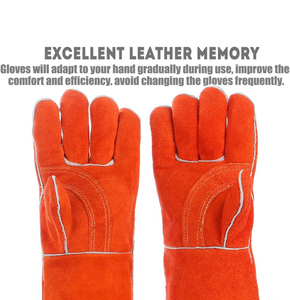 Gants de travail de sécurité résistants à la chaleur de 16 pouces pour les gants de soudage de travail industriels en cuir fendu de vache de soudeur - Product Image 2