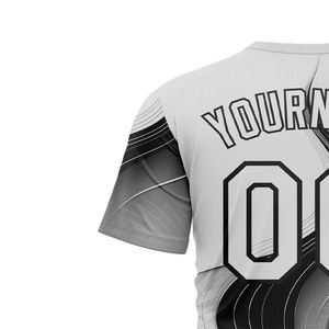 Camiseta de poliéster para hombre adulto Camiseta ajustada de media manga con combinación en blanco y negro con diseño de sublimación - Product Image 3