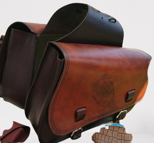 Sac latéral de moto en gros de haute qualité sac de moto universel en cuir de vachette véritable selle de moto prêt à expédier - Product Image 1