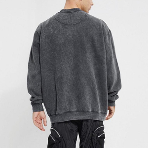 Vêtements pour hommes Sweat-shirt vintage noir délavé à l'acide pour l'extérieur Sweatshirts hip-hop surdimensionnés pour hommes en bas quantité minimale de commande personnalisés - Product Image 2