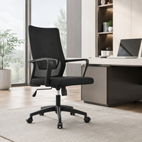 Chaise de bureau ergonomique en maille pivotante avec mécanisme d'inclinaison papillon, base en PP et roulettes en nylon