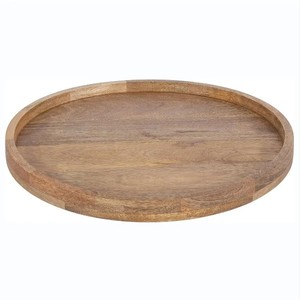 Bandeja Lazy Susan redonda de madera de mango versátil, organizador de mostrador de cocina de estilo artístico para servir con decoración de materiales de vidrio metálico - Product Image 1
