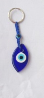 Porte-clés en verre bleu et fer, motif œil protecteur, fait main, formes variées, amulette, taille personnalisable, simple, 5 pièces/sac, idéal pour offrir