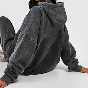 Survêtement personnalisé de qualité supérieure empilé à l'acide 100% coton vente en gros Ensemble de jogging pour femmes tenue deux pièces - Product Image 3