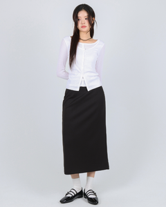 HOOR Womens <b>Pencil</b> <b>Long</b> <b>Skirt</b> Back Slit Elegant Office Wear Stretchy Slim Fit Stylish Comfortable Made in Korea - Product Image 4