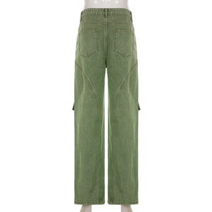 OEM Pantalon cargo taille haute pour femmes de haute qualité Streetwear respirant Hip Hop Denim décontracté Poches multiples à rabat pour ample - Product Image 5