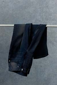 กางเกงยีนส์ผ้าฝ้ายแข็งสีน้ำเงินเข้มสำหรับผู้ชายกางเกงยีนส์แบบหลวมขาโค้งมนคุณภาพสูงกางเกงทรงหลวม - Product Image 5