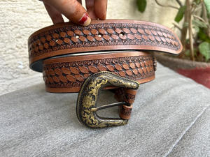 Cinturón de cuero genuino hecho a mano auténtico, cinturón floral pintado a mano occidental, cinturón de cintura Unisex de cuero mecanizado recién llegado - Product Image 2