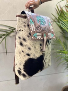 Nueva llegada tallado a mano cuero de vaca elegante mochila mochilas escolares Unisex multiusos bolsa gran oferta uso de la mujer mochila - Product Image 2