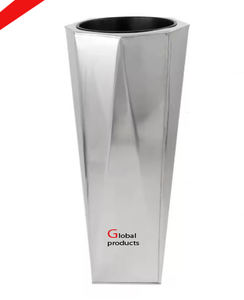 Florero con acabado plateado de aspecto martillado de aluminio y metal de alto estándar para restaurante y bar de hotel - Product Image 4