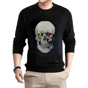 Sudaderas de invierno de gran tamaño de algodón ligero/mezcla de poliéster con diamantes de imitación para hombres - Product Image 1