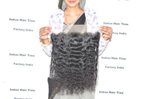 100% Great Quality Cuticle Aligned Double Weft Human <b>Hair</b> Frontal <b>Curly</b> Raw Virgin Indian Natural Color Black <b>Extension</b> for sale - Product Image 4