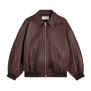 Men's Black Cowhide Leather Coated <b>Biker</b> <b>Jacket</b> Moto Style Zipper Closure Turn-down Collar Regular Fit Autumn Outerwear - Product Image 2