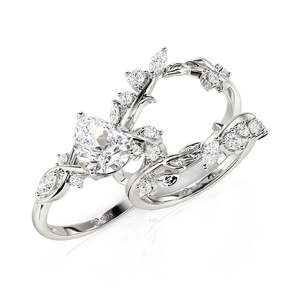 Jeulia Gold Plated Leaf Twist Cluster <b>Ring</b> <b>Set</b> with Sparkling Pear Shaped Zircon - Product Image 2