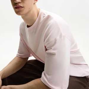 Nueva camiseta de verano para hombre de algodón pesado de 210gsm, camiseta de gran tamaño de manga corta con hombros caídos en blanco personalizada - Product Image 5