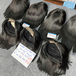 Perruques Bob couleur noire perruques vietnamiennes extension de cheveux humains os droit 8-10 pouces fermeture à lacet 2x4 partie centrale - Product Image 6