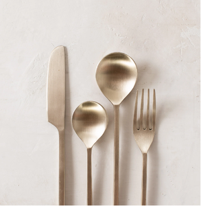 Ensemble de couverts en laiton plaqué de vente chaude ensemble de couverts de cuillère en acier miroir de conception de luxe moderne - Product Image 3