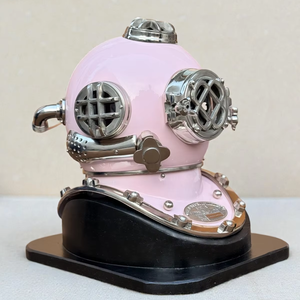 <b>PINK</b> Vintage Brass Diving Helmet Decorative Showpiece | Antique Nautical Deep Sea Diver Helmet - Product Image 1