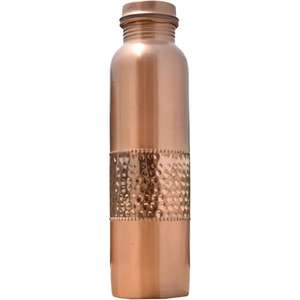Stylish Traditional Hammer Pattern Copper Water Bottle <b>Set</b> Hammered Finish Copper Bottle for Detox Water Copper Bottle - Product Image 5