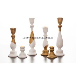 Candelabros de madera natural para interiores hechos a mano para el hogar y hoteles, juego de 6 candelabros de madera de diferentes tamaños, nuevo estilo - Product Image 1