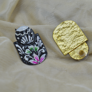 Última moda pintura a mano diseño occidental oro mattefinishing meenakari partywear latón aro pendiente para niñas y mujeres - Product Image 4