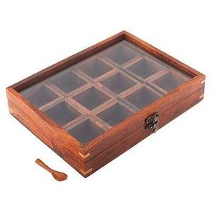 UTILIY NATURAL WOODEN Premium Printed Home Wooden Tabletop Spice Box With Separate Compartments for Spices and Dry Fruit Box - Product Image 5
