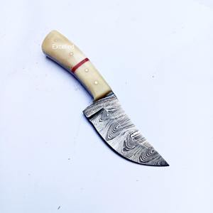 Venta caliente cuchillo de hoja fija de acero de Damasco con mango de madera hecho a mano al aire libre Bowie Camping cuchillos OEM soporte personalizado - Product Image 1