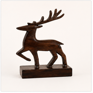 Escultura de Ciervo de Madera Hecha a Mano, Figura de Animal Tallada, Decoración Rústica, Adorno de Mesa para Sala de Estar, Tema Navideño - Product Image 2