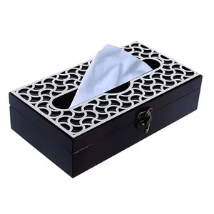 Caja de pañuelos de madera oscura decorativa con patrón de mariposa y diseño de remolino perfecto para Decoración de mesa y uso diario de la India - Product Image 5