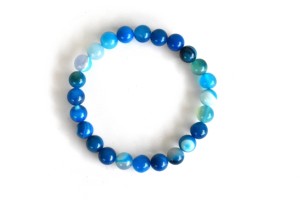 Wholesale Blue Banded Agate 8mm Round Beaded <b>Bracelet</b> Natural Healing Stone for Jewelry Fashion Meditation At Best Price - Product Image 3