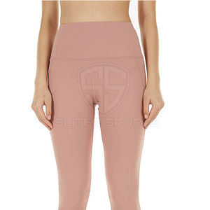 Mallas de gimnasio de cintura media OEM al mejor precio para mujer mallas de yoga con patrón sólido para venta en línea - Product Image 6