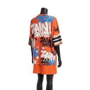 Camiseta Larga de Algodón Grueso para Mujer, de Doble Capa, Estilo Urbano, con Estampado Gráfico, Logotipo Sublimado, Camiseta de Algodón para Mujer - Product Image 5