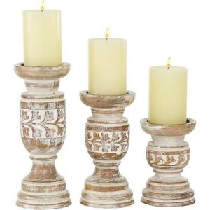 ENSEMBLE DE 2 Taille et Conceptions Personnalisées Blanc Lavage Fini Bougeoirs En Bois Décoratifs Pour La Décoration De Mariage Meilleure Qualité À Bas Prix - Product Image 2