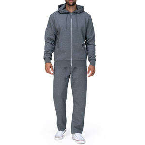 Survêtements de sport pour hommes de marques célèbres, hiver, 2 pièces, lourds, respirants, fermeture éclair, gris uni, sur mesure - Product Image 1