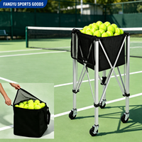 Machine à balles de tennis pliable en alliage d'aluminium JAS Sports avec capacité de 150 balles, outil d'entraînement portable pour l'extérieur