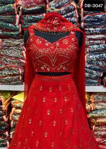 La plus belle broderie en fausse georgette semi-cousue Design moderne ethnique de haute qualité Lehenga Choli pour mariage Festival Wear - Product Image 2