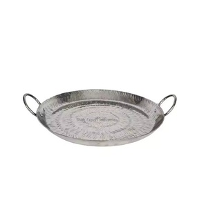 Oval Shape Metal Tabletop Food Serving Tray With Handle <b>Silver</b> Plated Restaurant Food and Drinks Serving Trays - Product Image 3