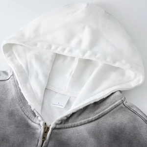 Sweat à capuche personnalisé pour homme 100% coton écologique, séchage rapide, respirant, nouvelle mode streetwear, double fermeture éclair, délavé à l'acide, 450 GSM - Product Image 2