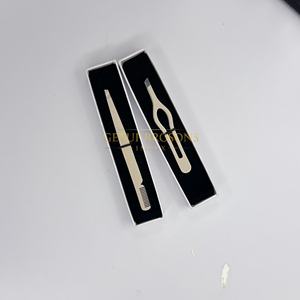 Pince à épiler en acier inoxydable de haute qualité, couleur nude foncé, pointe fine, logo personnalisé, outils de beauté durables, légers et de précision - Product Image 2