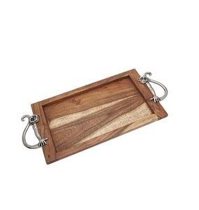 ถาดเสิร์ฟไม้ทรงกลมขนาดใหญ่ถาดเสิร์ฟอาหารของว่างและเครื่องดื่ม - Product Image 4