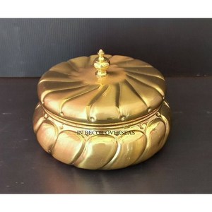 Textura martillada Calidad superior Metal Alto grado Chapado en oro Forma redonda Chapati Contenedor con pájaro Diseñador Tapa superior de madera - Product Image 6