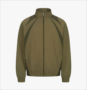 Chándal cortavientos de diseño personalizado para hombre al por mayor con chaqueta y pantalones con cremallera, conjunto de material ligero - Product Image 2