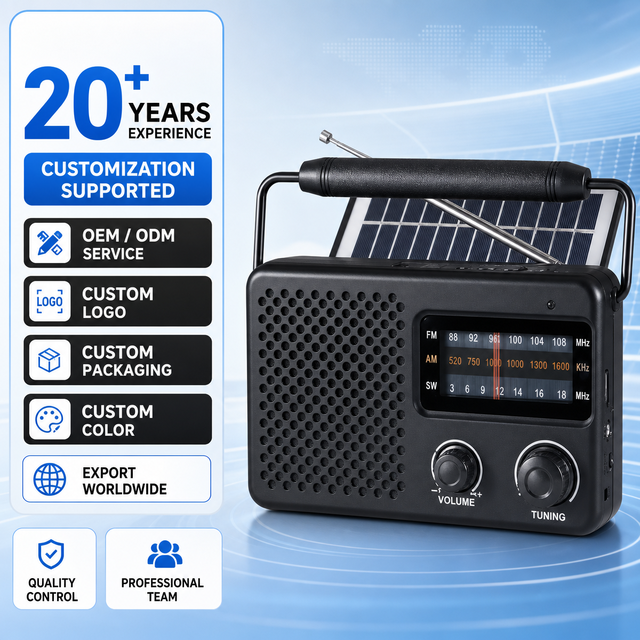 RAISENG R-2011BTS Factory OEM Solar Powered AM FM SW Radio  Speaker USB TF MP3 Player Rechargeable Portable Radio